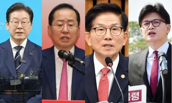 ▲ 이재명·홍준표·김문수·한동훈 사진모습,
