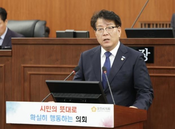 ▲ 오산시의회, 조국혁신당 전도현 오산시지역위원장 "오산시민 위협하는 장지동 물류단지, 결단코 막겠다"