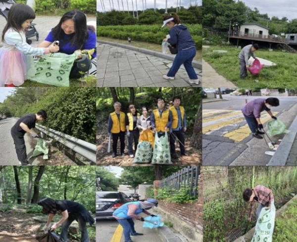 ▲ 노상주차처는 지난 2개월간 성남시 관내·외 지역에서 플로깅 환경보호 캠페인을 펼쳤다.